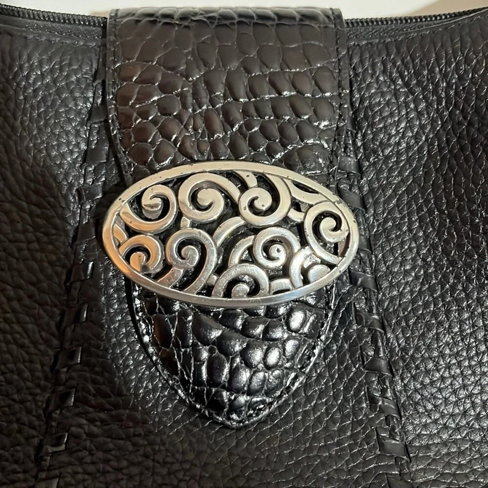 Brighton Franki Black Pebbled Leather Hobo‎ Purse Shoulder Bag Quality Designer